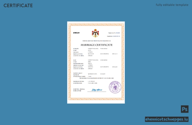 Jordanische Heiratsurkunde – Beispielvorschau in Word und PDF